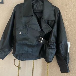 D&M Flat pocket oversized PU leather jacket